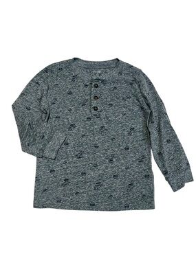 Carter's‎ Heather Navy Long-Sleeve Henley Tee with Subtle Print